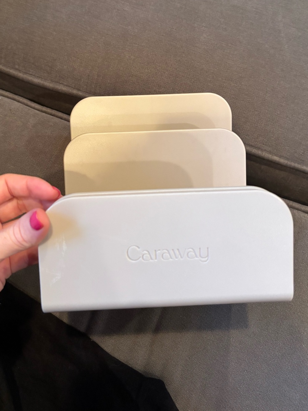Caraway Magnetic Cookware Storage Organizer Holder 3 Slots Cream Color